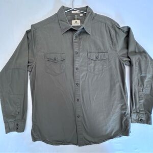 Life Khaki Slim Fit Olive Button Up Shirt XL Long Sleeve Utility